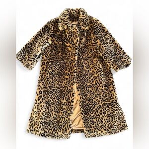 Vintage Dennis Basso Faux Fur Cheetah Leopard Coat 1X Long Lined Mob Wife Luxury